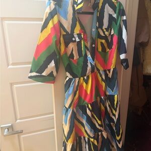 Gracia Multicolor Zigzag Midi Dress